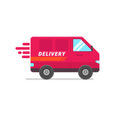 Delivery van vector illustration in flat style isolated on white background. Delivery van icon