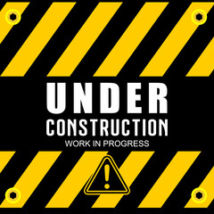 under construction sign and sticker vector