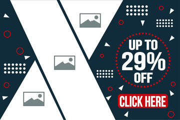 29% off banner template. Poster for product photos and sales in stores or on the web.