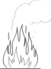 black and white image of a burning campfire