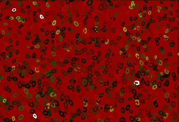 Dark Green, Red vector background with bubbles.