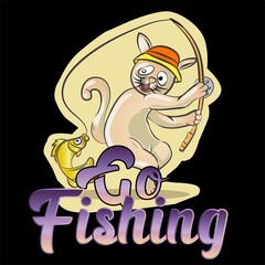 Go Fishing Club Sign and Vector Illustration