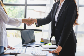 Image business woman handshake. Business partnership meeting concept. successful teamwork, business meeting concept, Marketing