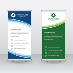 Roll Up Banner Background Vector Template with Abstract Geometric Design