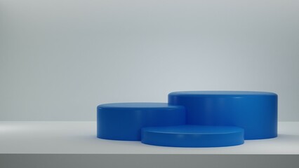 3D rendering blue podium with minimalist studio background. perfect for showing product and promotion with 4k resolution.