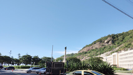 Praia Vermelha Rio de Janeiro Sugar Loaf cable cable car hill stone boulder cliff beach monument...