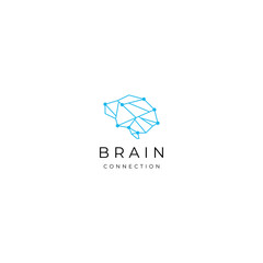 Brain technology geometric logo icon design template