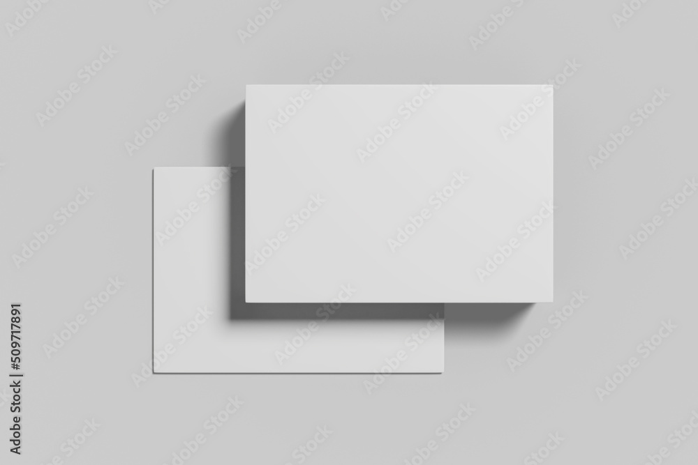 Wall mural realistic blank postcard illustration for mockup. 3d render.