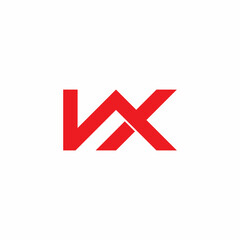 letter vx red geometric 3d flat logo vector