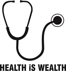 Stethoscope icon, health is wealth concept isolated on white background.