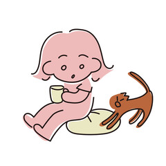 ねことくつろぐ女の子