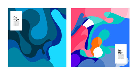 Vector colorful abstract geometric and curve for banner social media template