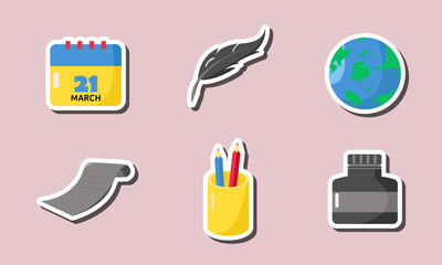 Poetry Day Sticker Set Collection Design