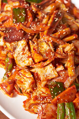 Stir-fried Spicy Squid on a Plate