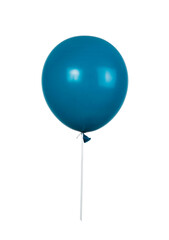 Blue balloon with ribbon isolated on white background. Minimal concept.