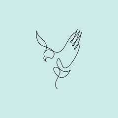Naklejka premium line art sparrow bird logo vector illustration design, minimalist bird icon symbol