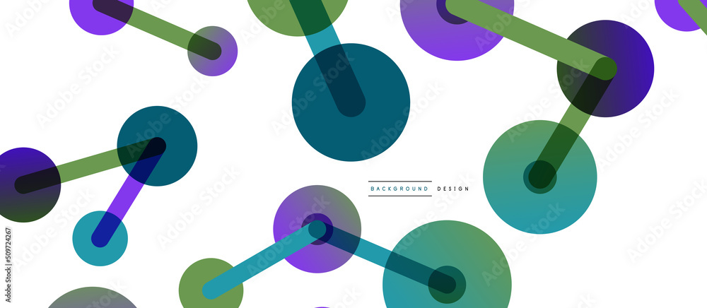 Poster line points connections geometric abstract background. circles connected by lines. trendy techno bus