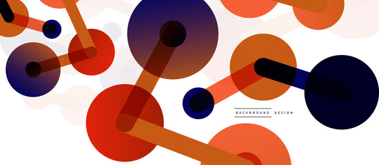 Line points connections geometric abstract background. Circles connected by lines. Trendy techno business template for wallpaper, banner, background or landing