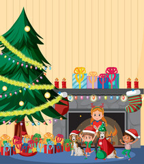 Obraz na płótnie Canvas Christmas theme with children and presents