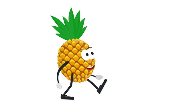 Pineapple. Animation of a cartoon character, alpha channel is enabled. Cartoon