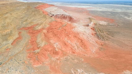 Fototapeta premium red sandy mountains in Altyn Emel National Park