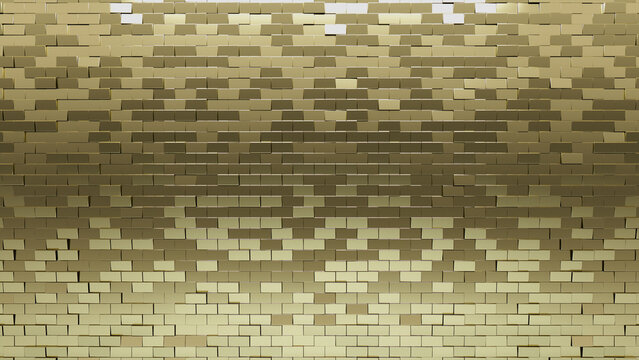 Luxurious, 3D Wall background with tiles. Polished, tile Wallpaper with Gold, Rectangular blocks. 3D Render