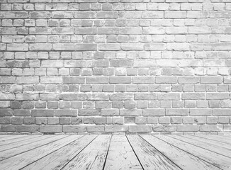 gray interior with brick wall