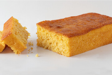 Sliced corn cake. Selective focus.