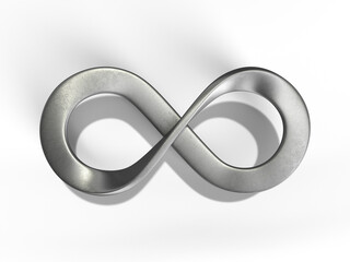 金属の無限大マーク　メビウスの輪　3Dイラストレーション