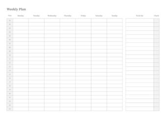 Note, scheduler, diary, calendar planner document template illustration. Weekly plan form.