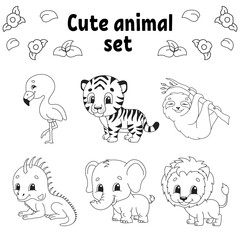 Coloring page for kids. Animal theme. Digital stamp. Cartoon style character. Vector illustration isolated on white background.