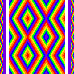 Vivid rainbow geometric ethnic seamless pattern design for wallpaper, background, fabric, curtain, carpet, clothing, and wrapping vector illustration.