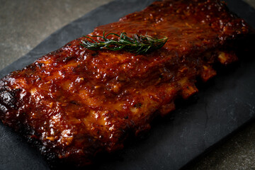 grilled and barbecue ribs pork