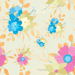 beautiful hand drawing floral seamless pattern