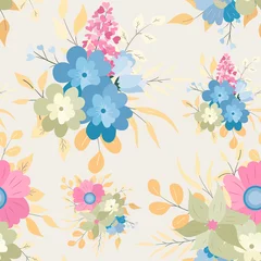 Stof per meter beautiful hand drawing floral seamless pattern © mariadeta