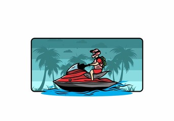 jet sky sport on the beach illustration