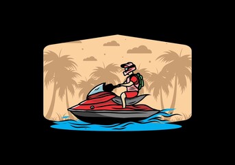 jet sky sport on the beach illustration