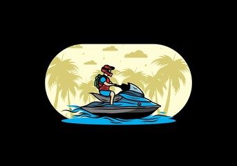 jet sky sport on the beach illustration