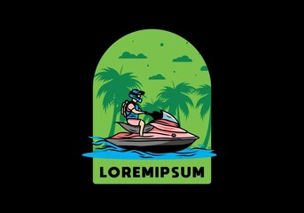 jet sky sport on the beach illustration