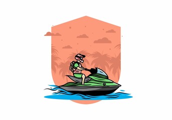 jet sky sport on the beach illustration