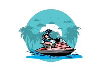 jet sky sport on the beach illustration