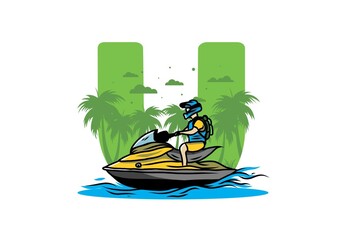 jet sky sport on the beach illustration