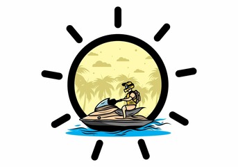 jet sky sport on the beach illustration