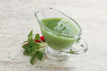 Green chili pepper and lime sauce