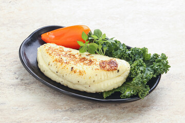 Roasted traditional cheese haloumi