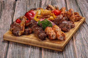 Shashlik mix plate with beef, lamb, chicken