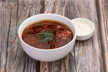 Ukrainian borsch - cabbage with meat