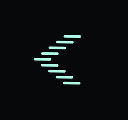 Line letter C logotype. Abstract moving airy logo icon design, Letter C vector