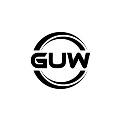 GUW letter logo design with white background in illustrator, vector logo modern alphabet font overlap style. calligraphy designs for logo, Poster, Invitation, etc.