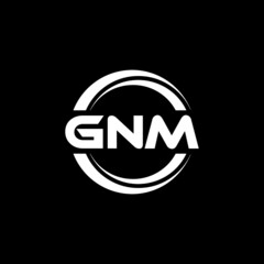 GNM letter logo design with black background in illustrator, vector logo modern alphabet font overlap style. calligraphy designs for logo, Poster, Invitation, etc.